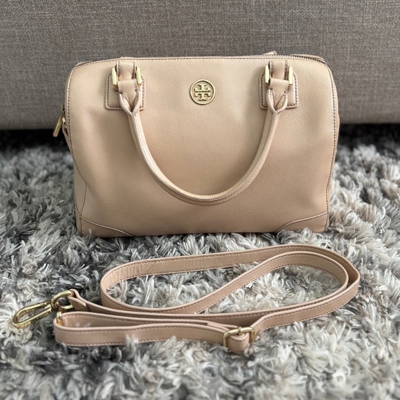 Tory Burch Robinson Middy Satchel – Dark Sahara Saffiano Leather Bag - Picture 5 of 14